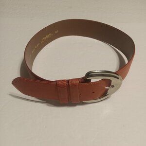 Linda Allard for Ellen Tracy Wide Leather Italian Calfskin Belt M Bright Brown